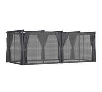 IDMarket - Pergola édition intégrale moustiquaire Toit rétractable 3x6 M et 6 Rideaux Gris