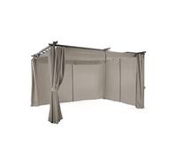 IDMarket - Pergola édition limitée Toit rétractable 3x4 M et 4 Rideaux Taupe