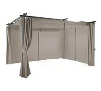 IDMarket - Pergola toit rétractable Édition limitée 3x4 m avec 4 rideaux Taupe