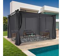 IDMarket Pergola édition limitée toit rétractable 3x4 m et 4 rideaux gris anthracite