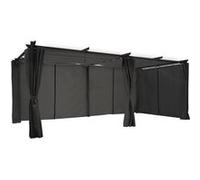 IDMarket - Pergola édition limitée Toit rétractable 3x6 M et 6 Rideaux Gris Anthracite