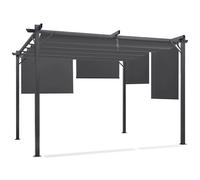 Pergola édition spéciale toit rétractable 3x4 M et 4 stores gris anthracite