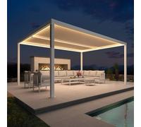 Pergola en aluminium avec toit à persiennes réglable - Auvent de jardin résistant aux intempéries pour patio et terrasse, 4,24 x 3,68 m, solution d'ombrage élégante