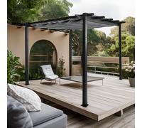 Pergola En Aluminium Hwc-N93, Pavillon De Jardin Pavillon De Jardin, Structure Stable De 8cm Toit Coulissant Uv50+ 3x3m Gris Gris