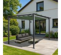 Pergola En Aluminium Hwc-N93, Pavillon De Jardin Pavillon De Jardin, Structure Stable De 8cm Toit Coulissant Uv50+ 3x4m Vert Vert