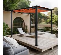 Pergola En Aluminium Hwc-N93, Pavillon De Jardin Pavillon De Jardin, Structure Stable De 8cm Toit Coulissant Uv50+ 3x3m Terracotta Rouge