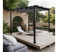 Pergola En Aluminium Hwc-N93, Pavillon De Jardin Pavillon De Jardin, Structure Stable De 8cm Toit Coulissant Uv50+ 3x3m Anthracite Gris