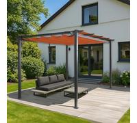Pergola en Aluminium HWC-N93, pavillon de Jardin Pavillon de Jardin, Structure Stable de 8cm Toit Coulissant UV50+ 3x4m - Terracotta