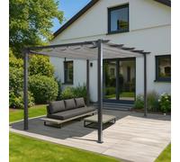 Pergola En Aluminium Hwc-N93, Pavillon De Jardin Pavillon De Jardin, Structure Stable De 8cm Toit Coulissant Uv50+ 3x4m Gris Gris