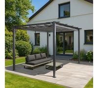 Pergola En Aluminium Hwc-N93, Pavillon De Jardin Pavillon De Jardin, Structure Stable De 8cm Toit Coulissant Uv50+ 3x4m Anthracite Gris