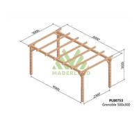 Pergola en bois lamellé-collé Grenoble 500 x 300 cm + 4 supports poteaux - Maderland