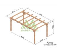 Pergola En Bois Lamellé-Collé Grenoble 500 X 300 Cm + 4 Supports Poteaux - Maderland Multicolore