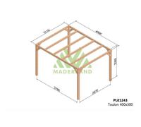 Pergola En Bois Lamellé-Collé Toulon 400 X 300 Cm + 4 Supports Poteaux - Maderland Multicolore