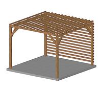 Pergola en Bois Massif 3x3, Classe 3, Durable, toiture Brise Soleil et Fond Brise Vue en persienne