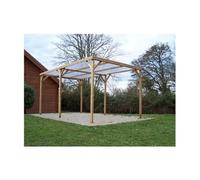 Habrita Pergola en Bois d’Épicéa Traité avec Couverture en PVC Thonon 15 m² - TH 3051 S2