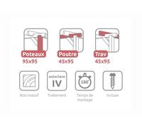 Pergola En Bois Toulouse Avec Toit Semi-Ouvert 300 X 300 Cm + 4 Supports - Maderland Multicolore