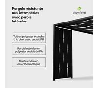 Blumfeldt Shade Cove Pergola en toile 3x3 m Parois latérales thermolaqué résistant aux intempéries