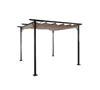 Pergola Hwc-C42, Pavillon De Jardin, Cadre Stable À 6 Cm + Toit Ouvrant 3x3m Taupe Gris