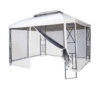 Pergola HWC-E42, pavillon de Jardin avec moustiquaire, 3,6x3m - crème