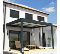 Pergola isotoit® CONFORT rétractable Gris anthracite 4 00x4 40m + LED
