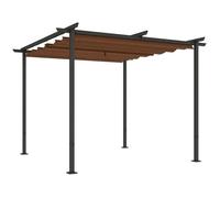 Pergola 3 x 3 m métal toile polyester haute densité 180g/m² UPF30+ coulissante rétractable marron Marron
