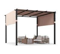 Pergola Jardin Extérieur 3X3M - RELAX4LIFE - Auvent Réglable et Rétractable - Tonnelle de Jardin - Toile Polyester - Beige