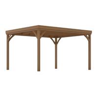 Pergola jardin extérieur - Outsunny - 4x3 m bois traditionnelle autoportante toit terrasse - bois - marron