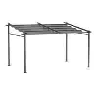 Pergola jardin - Outsunny - 4x3 adossée avec toile coulissante rétractable haute densité - acier - gris