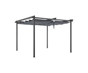 Pergola Kiba Avec Toit Déroulant - Gris - 3 X 3 M