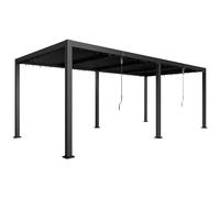 Pergola lames orientables 2 zones grande taille dim. 5,95 x 3 x 2,25 m alu. acier époxy anthracite