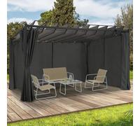 IDMarket – Pergola édition suprem lames orientables 3x4 m 4 rideaux gris anthracite