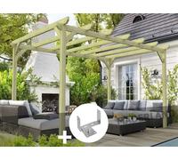 Pergola Massive En Bois Paris 510 X 420 Cm + 6 Supports Surélevés - Maderland Multicolore