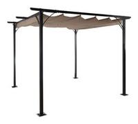 Mendler Pergola HWC-C42, pavillon de jardin, cadre stable à 6 cm + toit ouvrant ~ 3x3m taupe Beige