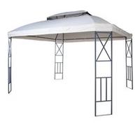 Pergola Hwc-E42, Pavillon De Jardin Avec Moustiquaire, 3,6x3m Crème Gris