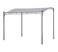 Pergola Murale Nice, Structure Acier Anthracite, Toile Polyester 180 g/m² Taupe, Déperlante