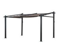 Happy Garden Pergola murale Fréjus 3×4 m – Structure aluminium marron, toile taupe