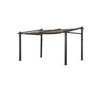 Happy Garden Pergola murale Fréjus 3×4 m – Structure aluminium marron, toile taupe