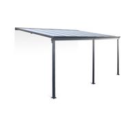 Pergola Murale 3x4 M En Aluminium Et Polycarbonate Avec Gouttière Adossée Avenio Gris