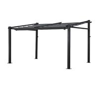 Pergola Murale FRÉJUS 3×4 m, Structure Aluminium Anthracite, Toile Polyester 180 g/m² Grise, Toit Rétractable, Toile Déperlante
