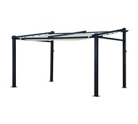 Pergola Murale FRÉJUS 3×4 m, Structure Aluminium, Toile Polyester 180 g/m² Beige, Toit Rétractable, Déperlante