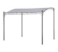Pergola Murale Nice, Structure Acier Anthracite, Toile Polyester 180 g/m² Taupe, Déperlante