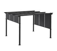 Pergola - Outsunny - 3 toiles coulissantes - structure acier noir toile polyester haute densité - 3,5 x 3 x 2,35 m gris foncé