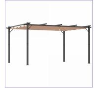 Pergola - Outsunny - 3x4 m Toit Tissu Ajustable Aluminium - Gris