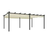 Pergola - Outsunny - coulissante, rétractable - structure en aluminium + toile polyester - 3,5 x 6 m - beige