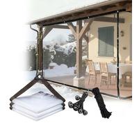 Pergola Panneau De Bâche Transparente,Extérieur Rideau De Bâche Claire Imperméable avec Oeillets,Rideau Coupe-Vent pour Terrasse Pergola Porche Garages,3×10m/9.8×32.8ft