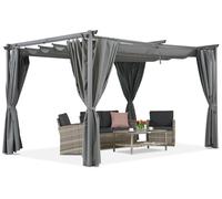 Pergola patio La Palma 4x4 Garden Point anthracite avec rideaux