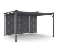 IDMarket - Pergola persienne 3x4 m - Gris anthracite, toit rétractable, 4 pans modulables