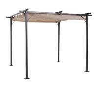Pergola R?Tractable 3l X 3l X 2,30h M Structure Métal ?Poxy Anticorrosion Noire + Toile Polyester Haute Densit? 180 G/M? Incluse Beige Beige