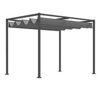 Outsunny Pergola coulissante pergola rétractable 3 x 2 m Structure métal époxy anticorrosion Toile Polyester Haute densité 180 g/m² Incluse Gris