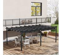 Pergola rétractable 3,5 x 6 m pergola pour terrasse structure en aluminium + toile polyester - gris foncé